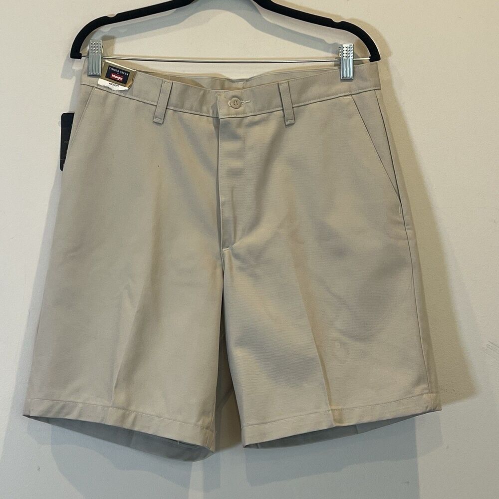 Timber Creek by Wrangler NWT Luxury Twill Chino Men's Shorts Tan 32 x 8